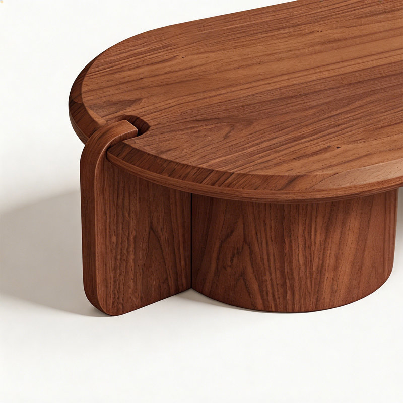 Table basse 48 po, table centrale ovale en noyer pour salon et bureau personnel