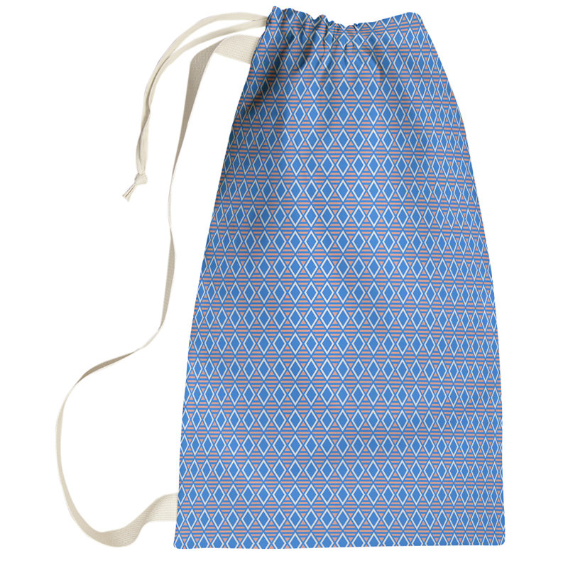 Leffel Laundry Bag with Handles, Small ( 64" H x 20" W x 1.5" D), Blue/Orange