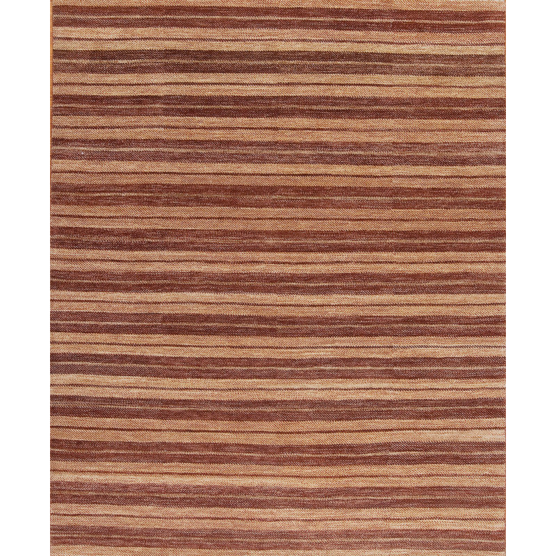 Textures Hand Knotted Wool Striped Area Rug in Red, Rectangle 8' x 10'
