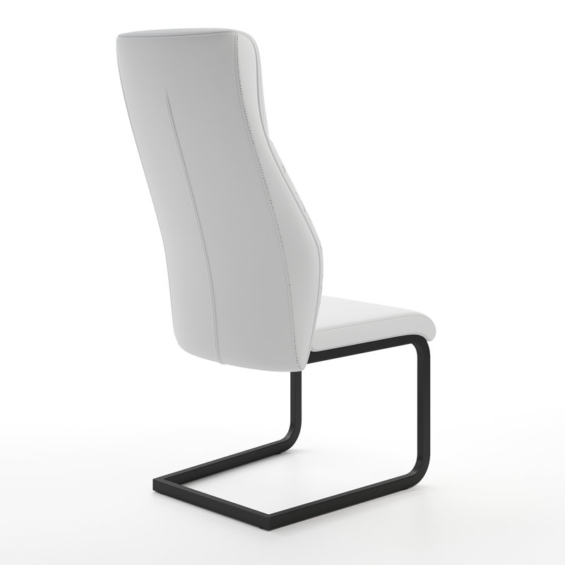 Lynasia Faux Leather Side Chair, Black, White