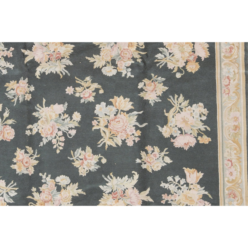 Hand-Knotted High-Quality Green and Gray Area Rug