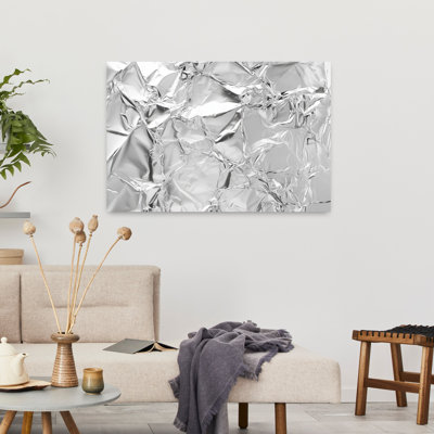 Shiny Silver Metallic Texture Industrial Background Abstract Bold Elegant Wall Art