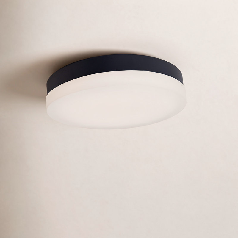 Glass LED Flush Mount, Black, 3000K, 2.5" Hx 14" W x 14" D