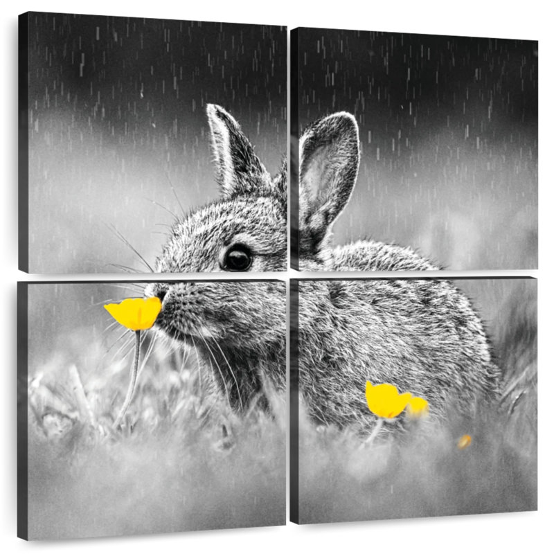 Brampt Bunny Sniffing Flower Pop, 38" H x 38" W