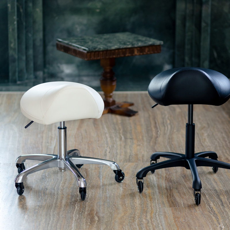 Latitude Run® Heavy-duty Ergonomic Pneumatic Swivel Rolling Saddle Stool With Extra Wide Seat For Hygienic Clinic Spa Massage Home And Office - 505 Kimo (black)