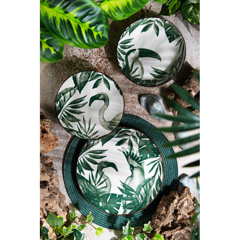 Dinner set 18 pieces Excelsa Jungle Chic Porcelain Multicolour 27 / 20,5 / 20,5 cm diameter - 6 place settings