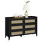  Commode à 6 tiroirs pour chambre Fake Rattan, large commode moderne l 47,3 po, rangement en bois pour vêtements, vestibule, couloir, chambre de bébé ou salon, noir-1411090852