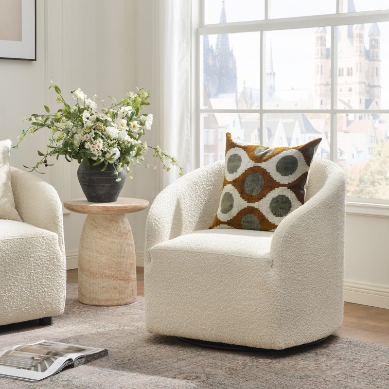 Fauteuil demi-tonneau pivotant 32 po, Blanc