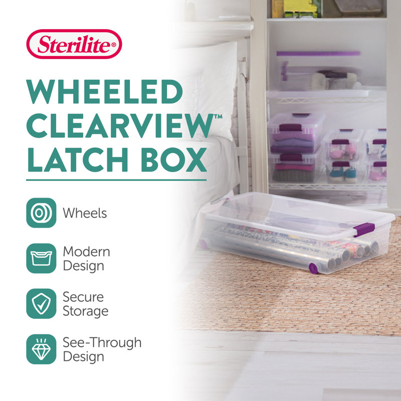 Sterilite Plastic Storage Containers with Latching Lids, Clear