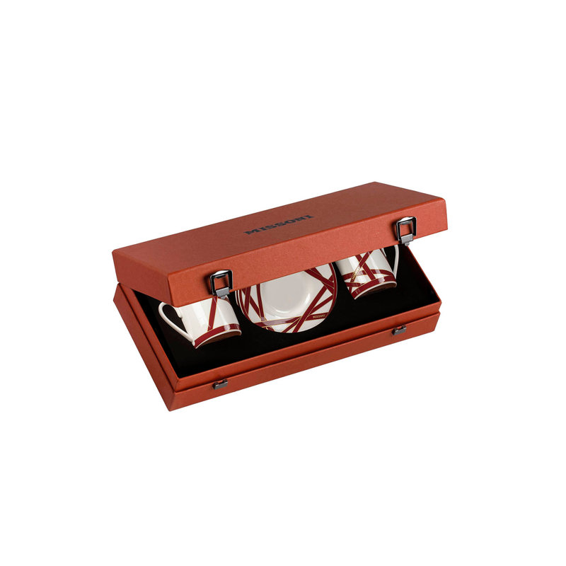 Missoni Coffee Cup & Saucer Nastri  Diam. 2.3", H 2.5", Cap. 4 Oz, Saucer Diam. 4.75", 2, Red