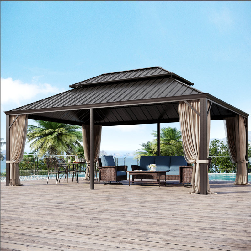 Hardtop Double-Roofed Aluminum Patio Gazebo, 20' x 14'