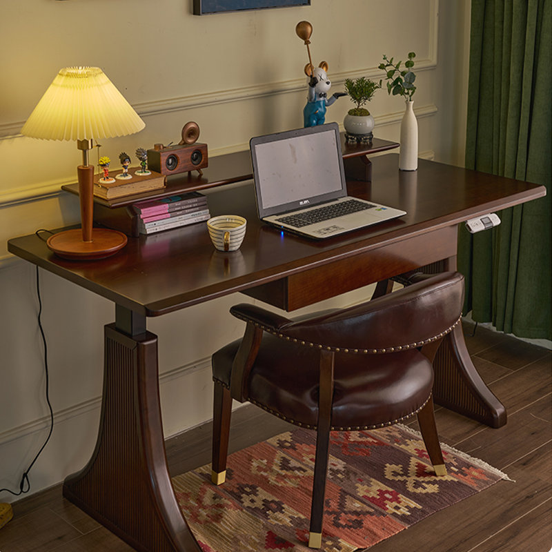 62.99"Modern Solid Wood Cherry Electric Height-Adjustable Desk
