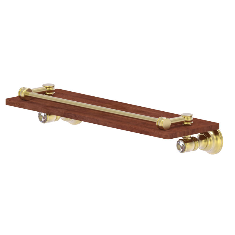 Freyja Solid Wood Accent Shelf, 3.3" H x 16" W x 5.54" D, Satin Brass