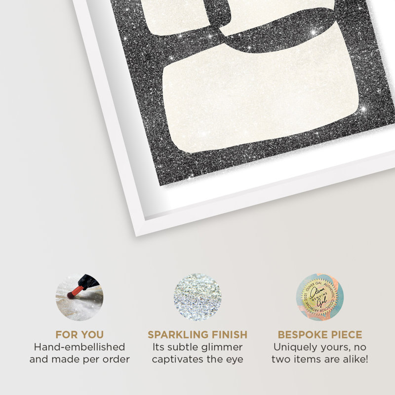 Oliver Gal Black and White Code - Set of 2 Abstract - Diamond Dust Shadowbox Framed Wall Art, 37.5" H x 25.5" W
