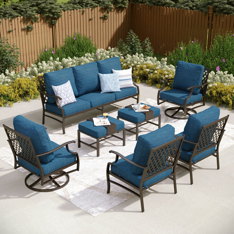Akadian 9 - Person Patio Conversation Set with 2 Swivel Lounge Chairs