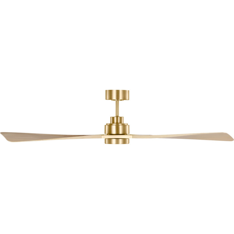 Trillium Smart 60 LED Ceiling Fan, Washed White Oak, Burnished Brass