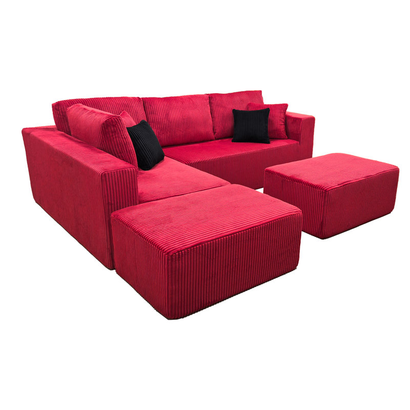 Fernvale Modular Boneless Sectional, Red Corduroy