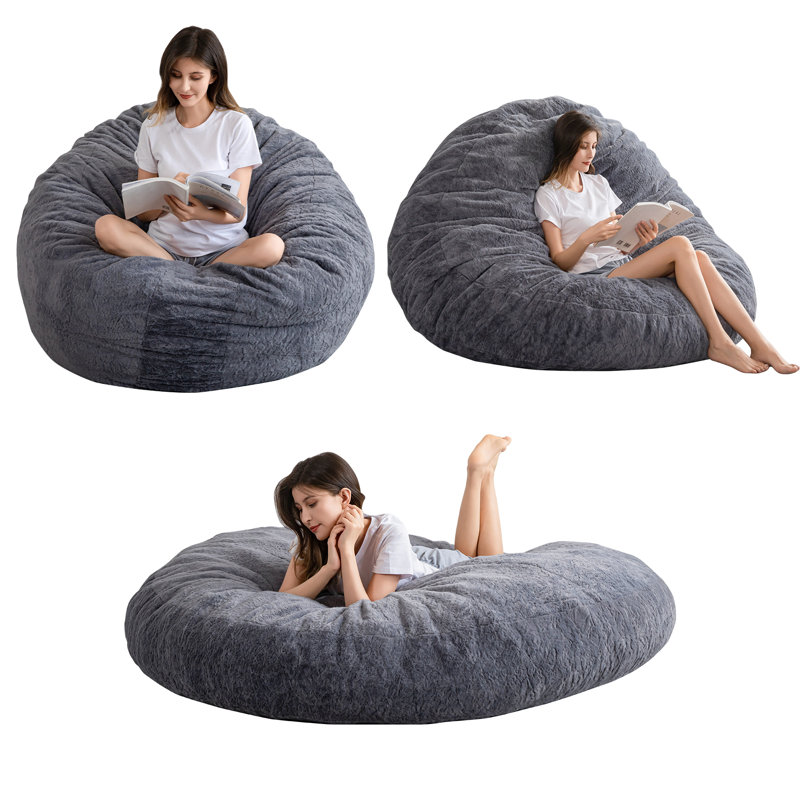 Fauteuil à billes 3 en 1 convertible, H 10 po x l 59 po x P 59 po, Polyester gris foncé