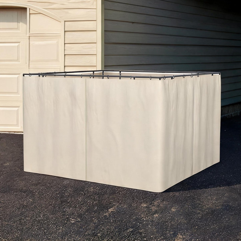 Ensemble de rideau de jardin beige en lin pour cadres 9,84 x 11,8 pi avec parois latérales à fermeture à glissière