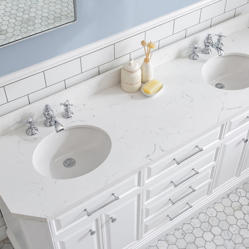 Palace 72'' W Double Vanity, Pure White, Polished Chrome