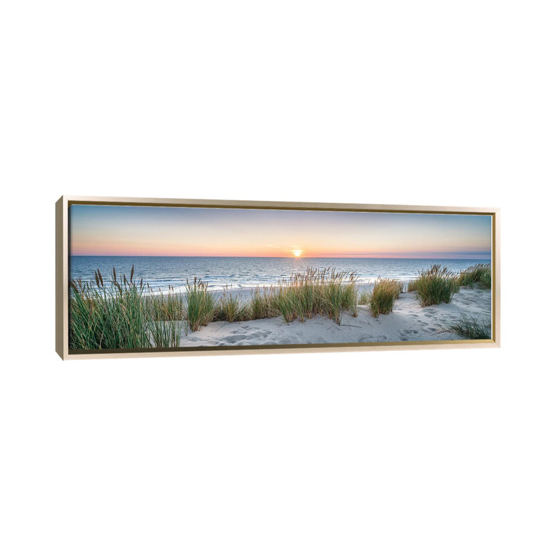 «Dune Beach Panorama At Sunset» par Jan Becke, reproduction encadrée sur toile, Toile avec cadre flottant, H 24 po x l 72 po