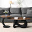 Élégante table basse gigogne 2 pièces noire, tables ovales et rondes, base en métal robuste, industriel facile à installer, ronde, pièce, conception de bout, salon, cadre stable, coussins réglables