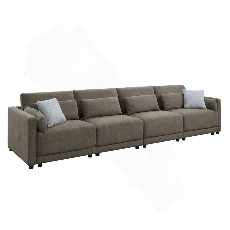 Linen 4Pcs Modular Sectional Sofa With Toss Pillows