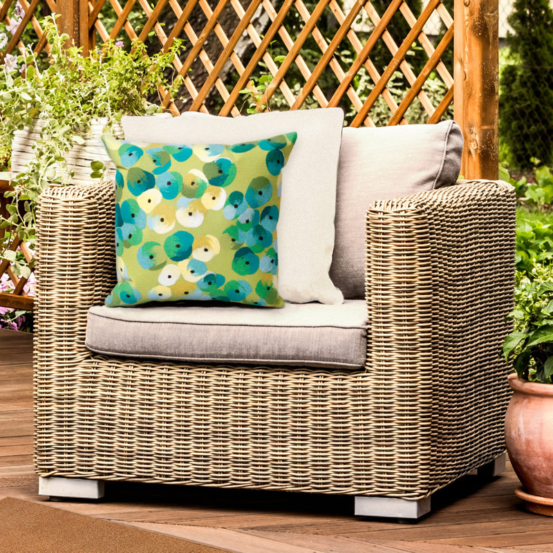 Vision II Pansy Outdoor Square Pillow Cover & Insert, Lime
