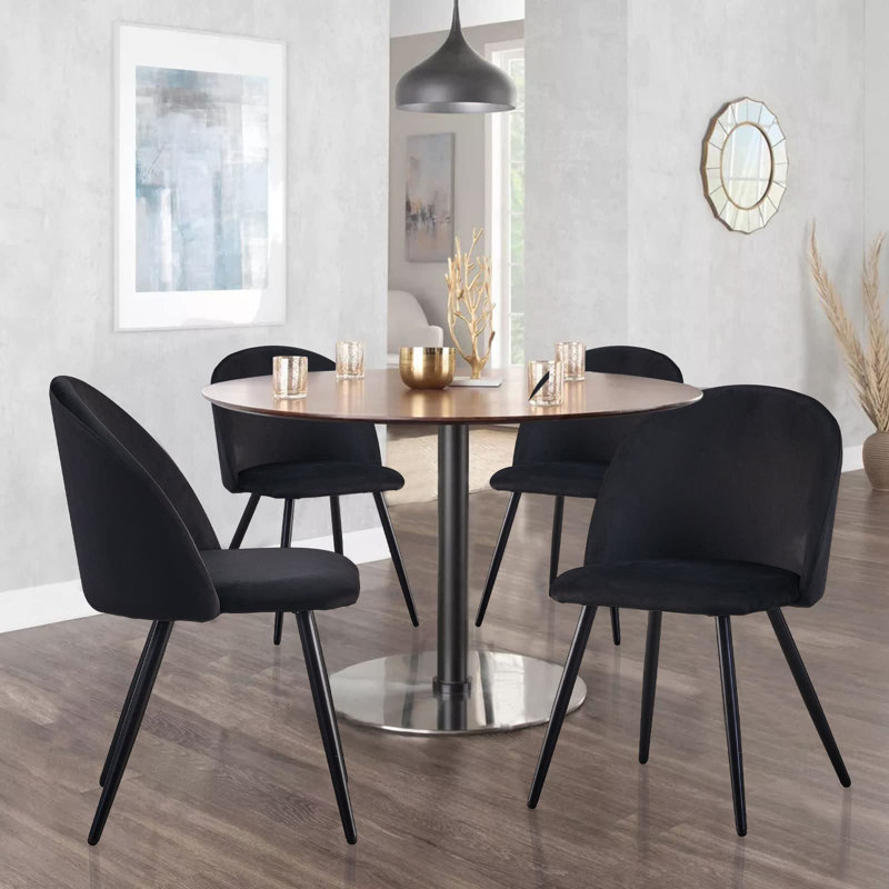 Agran Velvet Upholstered Dining Chair, Black
