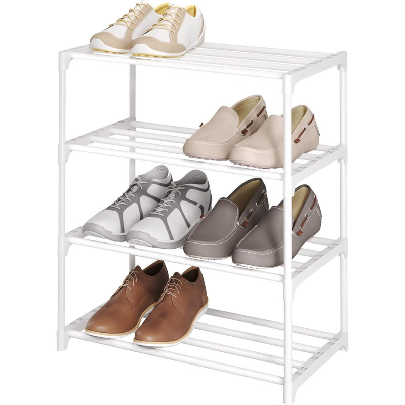 3-Tier Small Shoe Rack, Metal Stackable Kids Shoe Shelf Storage Zapateras Organizer,Narrow Shoe Rack Sturdy For Closet Hallway Entryway Living Room Bedroom