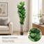 Figuier lyre artificiel de 154 cm avec pot, grande plante d'intérieur artificielle (Ficus lyrata) pour la décoration.