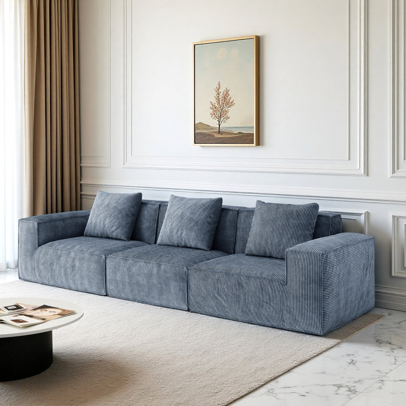Canapé modulaire à trois places Boneless, Tissu gris 
