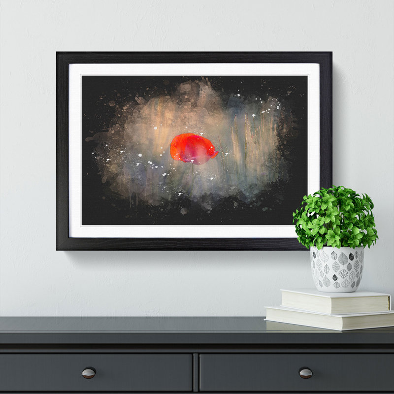 Red Poppy Flower - Picture Frame Graphic Art, Black Framed, 24cm H x 33cm W x 2cm D