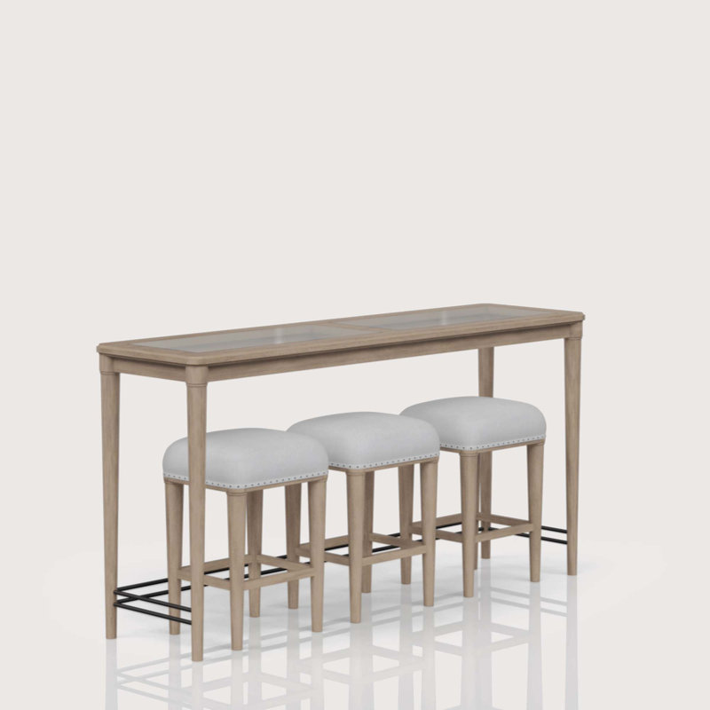 Athol Frosted Glass Console Table With 3 Stools
