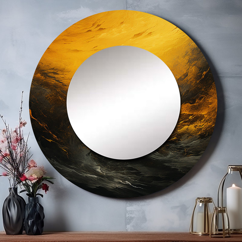 Décoration murale jaune avec vents tourbillonnants jaunes - paysage et nature, 36 po x 36 po, Rond