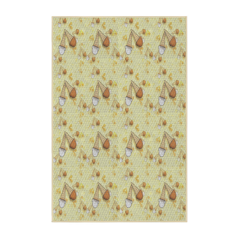 Tissé à la machine à la machine à partir de laine et de polyester jaune Tapis décoratif, Rectangle 3 pi x 5 pi