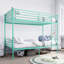 Lit superposé avec échelle et garde-corps haut, capable de se diviser, lit superposé en métal, espace de rangement, silencieux, lit simple au-dessus d'un lit simple, vert