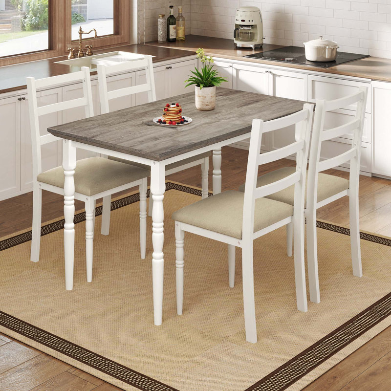 Ensemble de salle à manger cinq pièces, Blanc, Gris