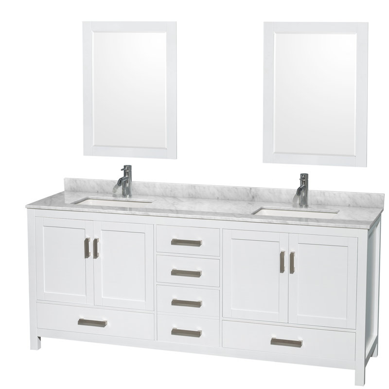 Sheffield 79" Double Bathroom Vanity Base Only, White