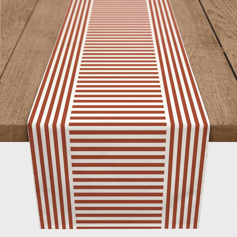 Chemin de table roughhexagon Askerby, Rouille, 90 po x 16 po, Rayures Hovnan