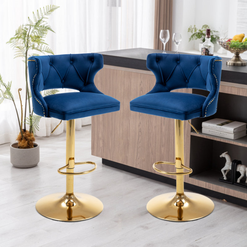 Tabouret pivotant à hauteur réglable Lounell, Bleu