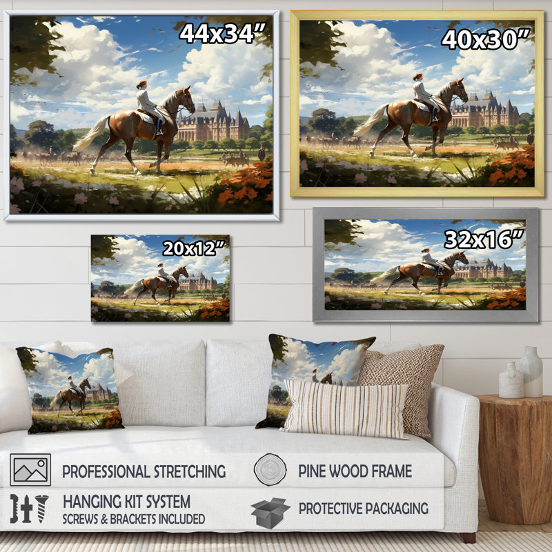 Décoration murale pays équestre élégance IV - animaux, H 34 po x l 44 po x P 1,5 po, Cadre photo noir