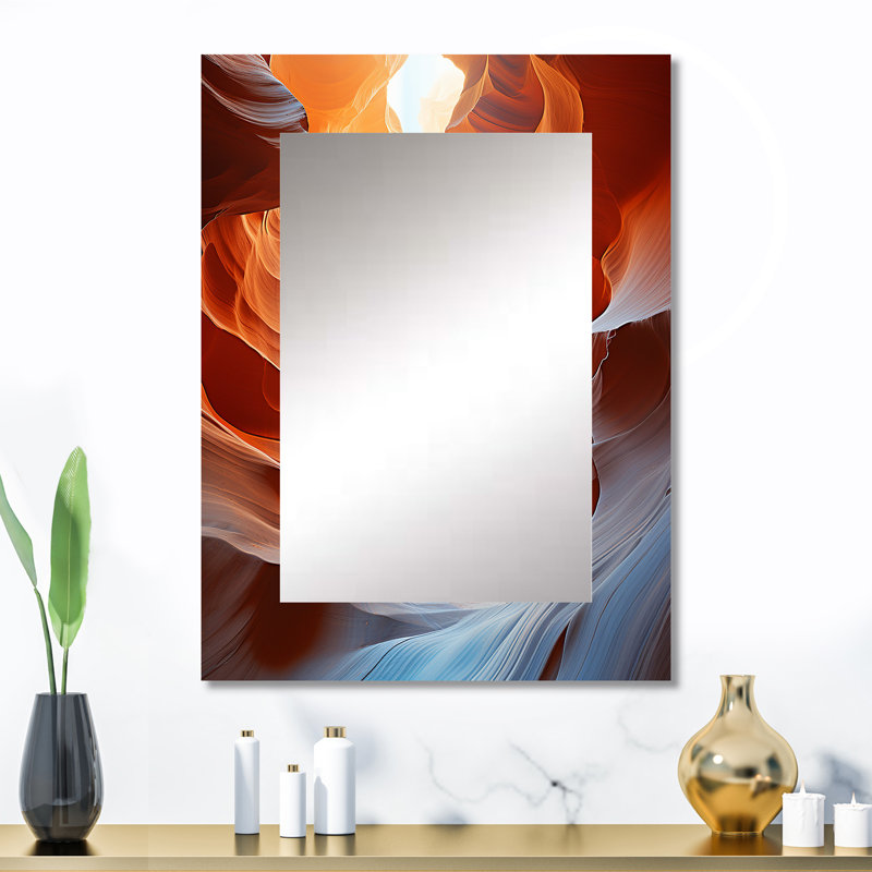 Canyon Antelope Symphony I - décor de miroir mural unique, grand miroir traditionnel, impression d'art en métal