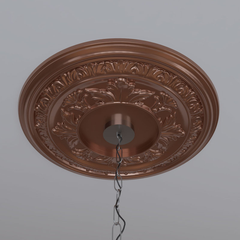 EnduraForm PVC Baltimore Thermoformed Ceiling Medallion, 22"OD x 3 1/2"ID x 1"P (Fits Canopies up to 7 3/4"), Metallic Antique Brass