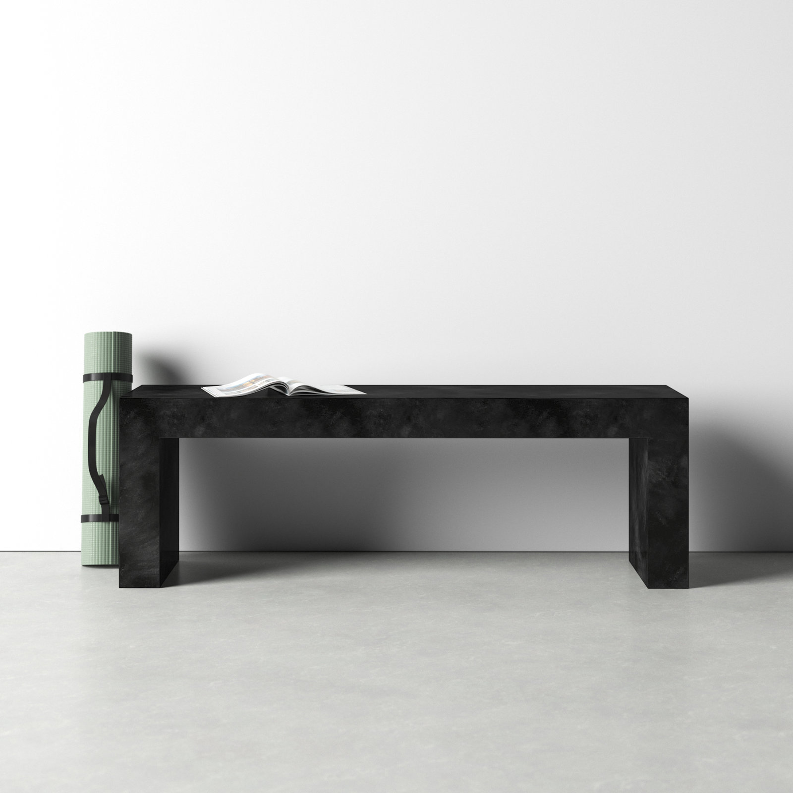 Columbia 55'' Concrete Outdoor Bench, Black