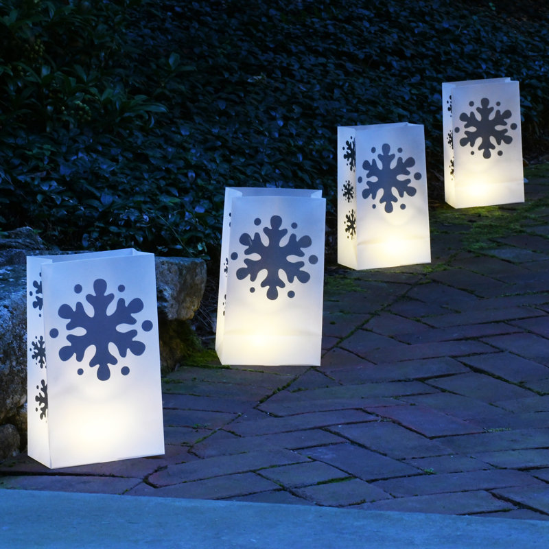 Battery Operated Luminaria Kit with Timer, Snowflake