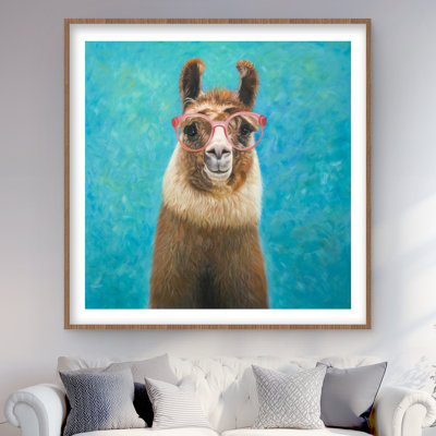 Lama adorable - Imprimé encadré d'animaux de ferme pour enfants
