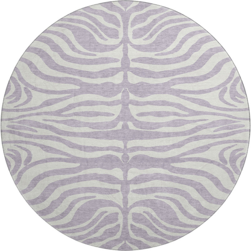 Premium Machine Washable Kian AMF1042 Animal Print Rug, Round 8'