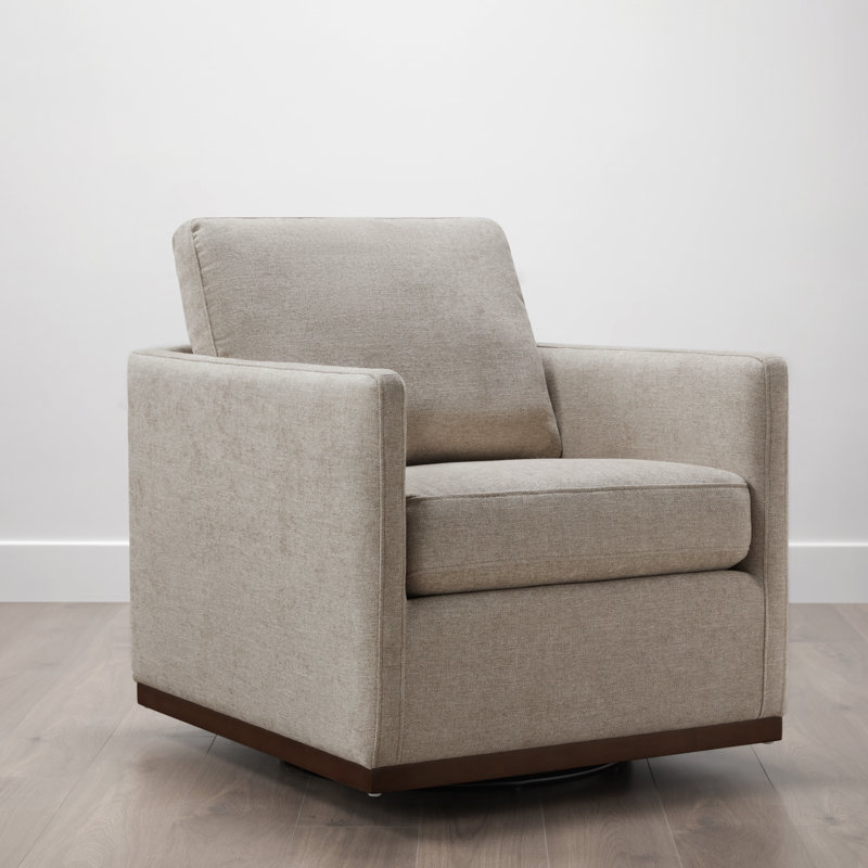 Assiatou Wide Swivel Arm Chair, Khaki