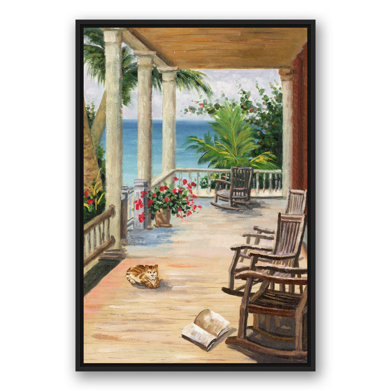 Porche assis sur toile, H 37,75 po x l 25,75 po x P 1,75 po, Cadre flottant noir